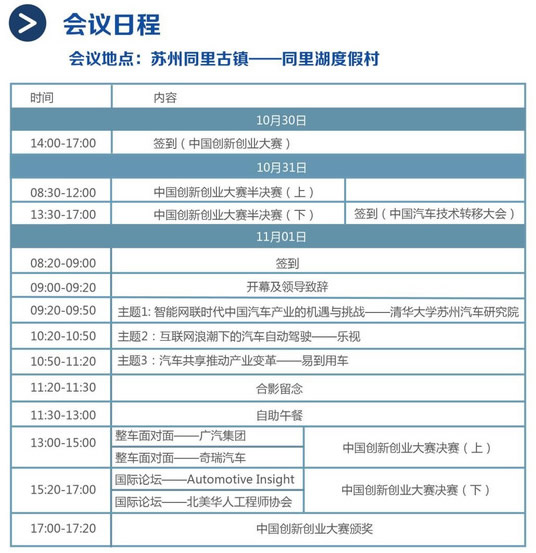 2016中国汽车技术转移大会会议日程